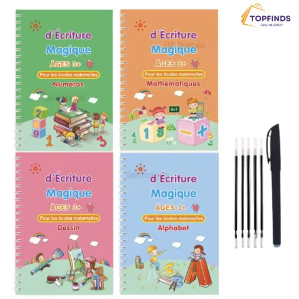 ✨ Pack Éducatif : 12 Livres en Arabe, Français et Anglais + 30 Stylos Magiques pour Écriture, Lecture et Dessin !